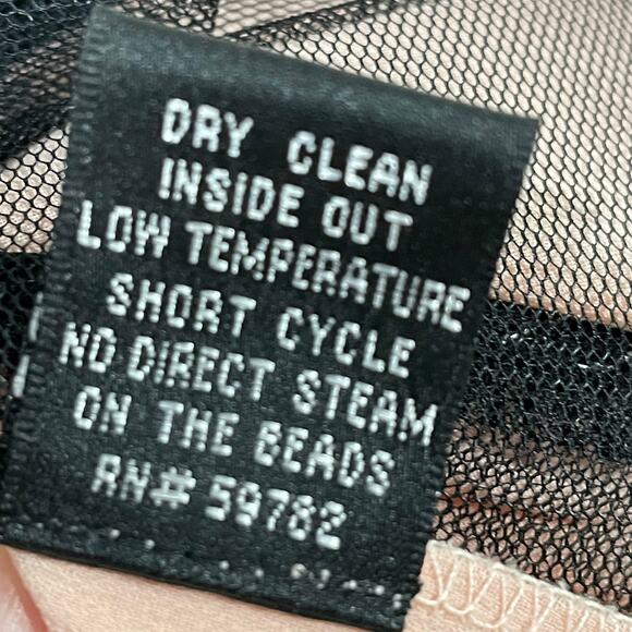 Vintage Pink Mesh Beaded Floral Dress Fairy Romantic Whimsigoth Dark Coquette 4 - Picture 7 of 8